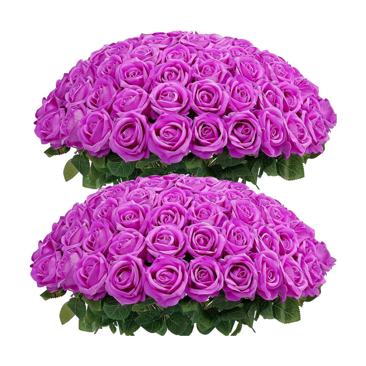 Auihiay 60PCS Artificial Roses, Magenta Roses, Velvet Silk Roses