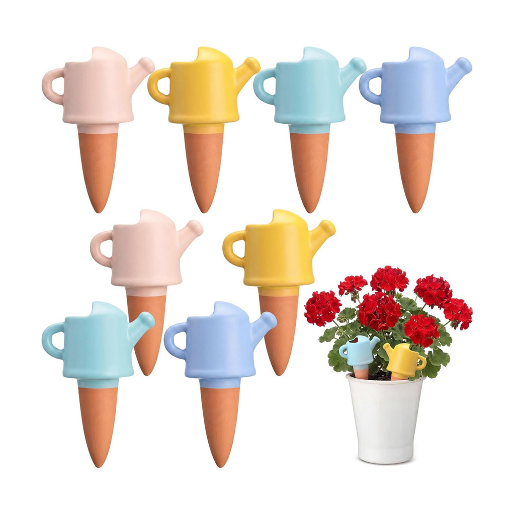 8 Pack Terracotta Self Watering Spikes, Watering Can Self-watering Globes | Slow Release Automatic Planter Insert