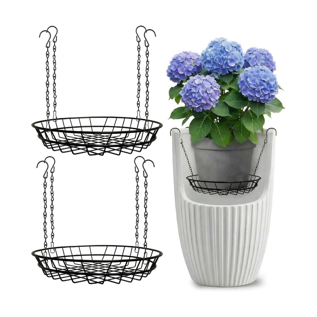 2 Pack Adjustable Planter Inserts with Chains and S Hooks for 12-18" Pots. | 48lbs max load, rustproof metal, 4-point
