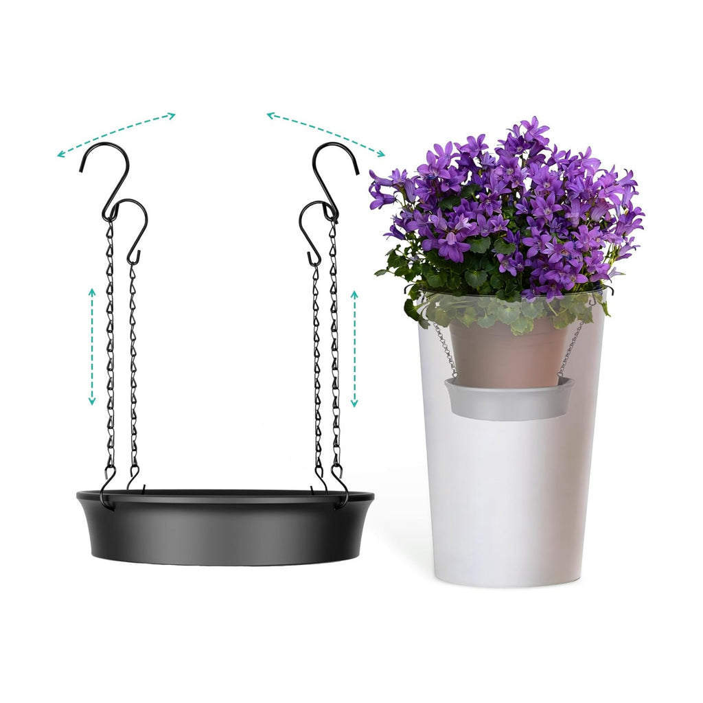 Adjustable Planter Inserts for Large Pots, Made of Thickened PP Material. They Can Be Used as a Substitute for Plant Risers for Inside Pots. Used to Reduce Soil Filling(1, large size for 14"-20")