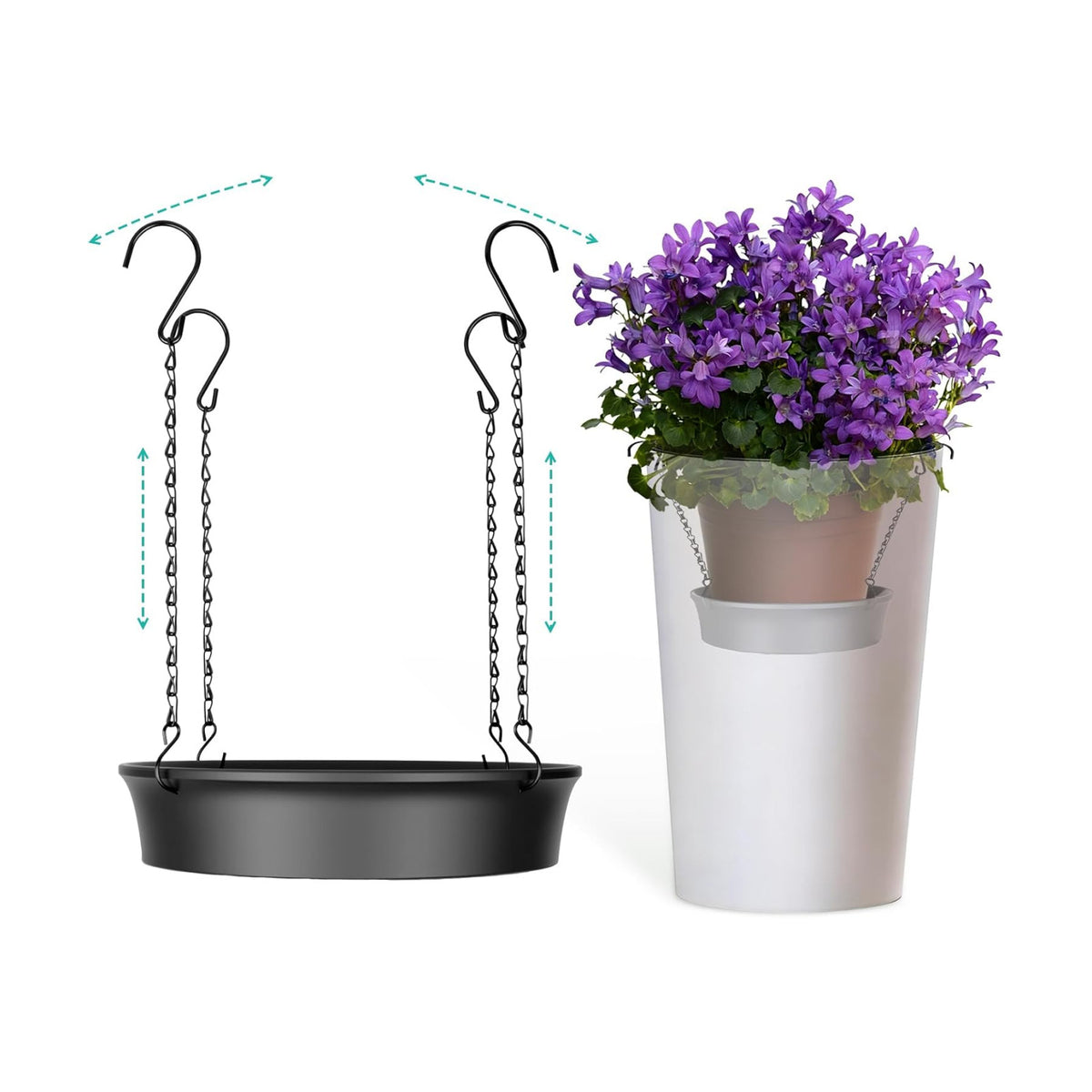Adjustable Planter Inserts for Large Pots, Made of Thickened PP Material. They Can Be Used as a Substitute for Plant Risers for Inside Pots. Used to Reduce Soil Filling(1, large size for 14"-20")