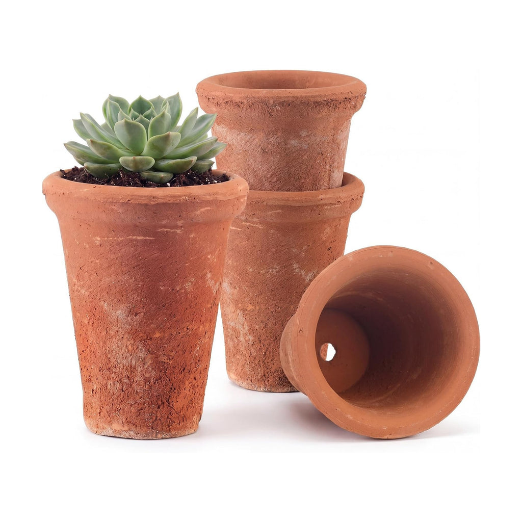 4 Packs Aged Terracotta Pots 4.3 x 3.4'' Terracotta Planter Small Rustic Clay Pots for Plants Flower Cactus Succulent