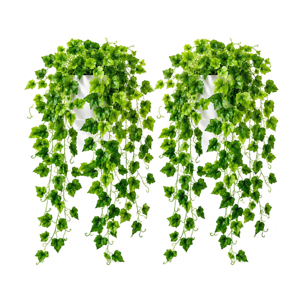 WHANLEY 36" Fake Pothos Hanging Plants in White Pots, 2 Pack Artificial Hanging Plants with 168 Leaves Each &
