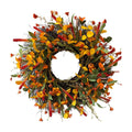 HipTree 24 Inch Fall Wreath for Front Door, Autumn Wreath with Mini Pumpkin