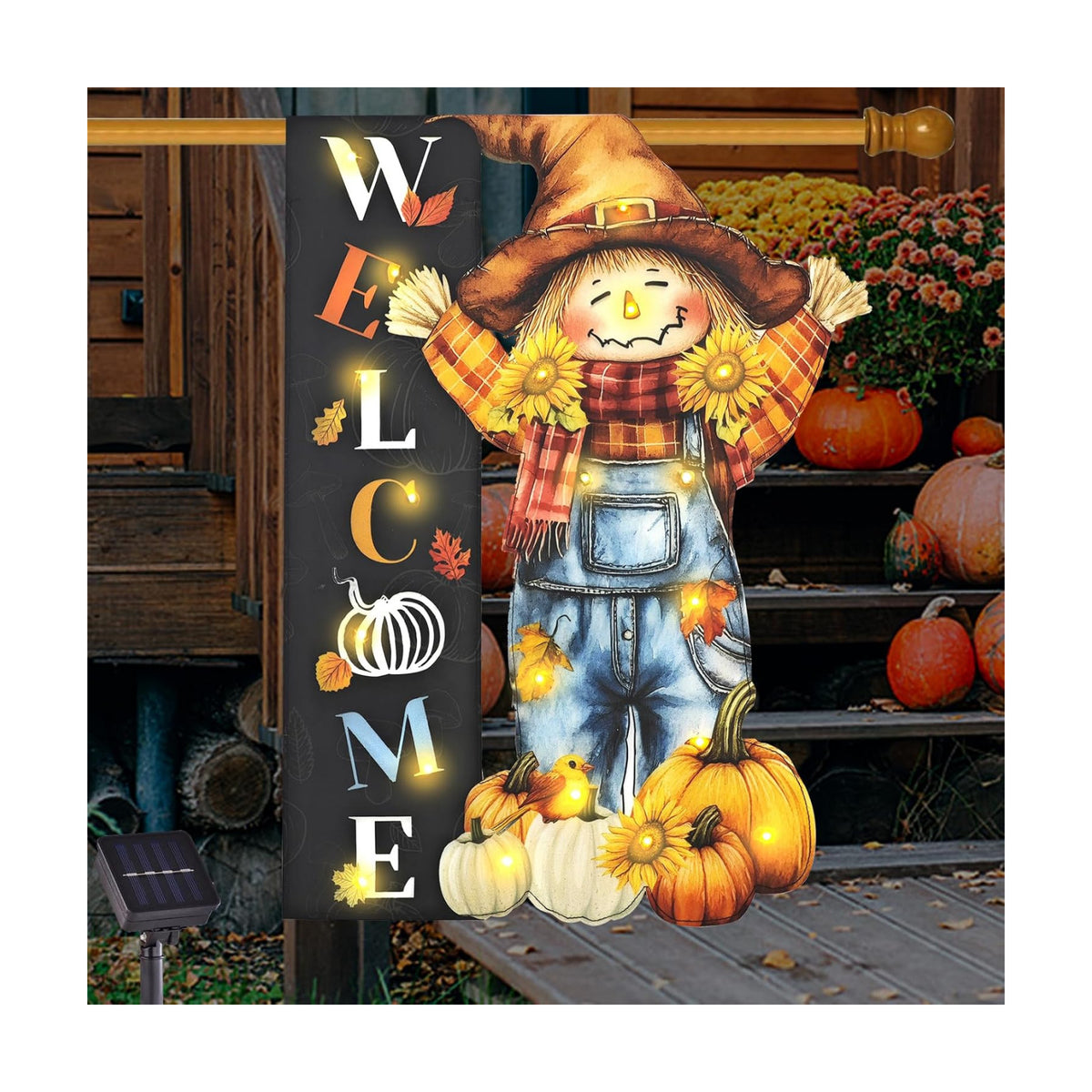 Thanksgiving Garden Flag, Scarecrow Fall Porch Decor, 28x40 In