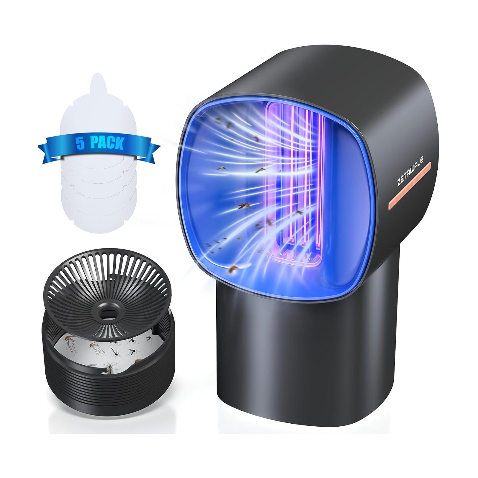 Fruit Fly Traps for Indoors, Gnat and Insects Catcher for House with UV Light, Heat Lure, Fan Suction, Ideal for
