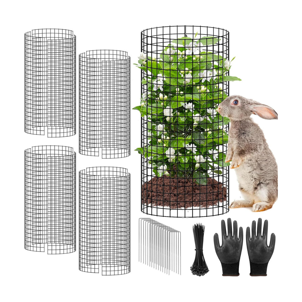 5 Pack Plant Protectors from Animals, 24x12" Plant Cages for Outdoor Plants | Wire Plant Protector, Thick Metal