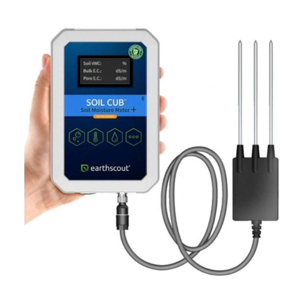 EarthScout Soil Cub Plus | 6-in-1 Soil Moisture Meter, Thermometer & Water Gauge for Plants | Research-Grade