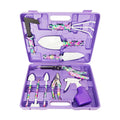 Garden Tools Set, 10 Piece Kit with Trowels, Pruners, Spray Bottle, and Carrying Case (Purple)