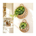 Chumia 2 Pack Wicker Hanging Basket 14" and 8" Handmade Woven Wall Hanging Basket for Plant Decorative Boho Mounted