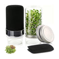 Sprouting Kit, 2 Wide Mouth Sprouting Jar with Stainless Steel Screen Sprout Lids, Blackout Sleeves, Drain Cover