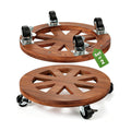 JVD 2 Pack Plant Caddy with Wheels 12'' Wood Rolling Plant Stand Outdoor Brown | Plant Stand 360° Lockable Wheels Heavy