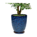 11.8 Inch Modern Ceramic Plant Pot with Saucer, Flower Pot with Drainage Hole Mesh Net,Indoor Outdoor Planter (Speckle