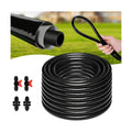 1/2 Inch Drip Irrigation Tubing 75FT Flexible Garden Water Hose Supply | Black Outdoor Hose with 2 Six-Way Connectors &