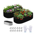 2 Sets Raised Garden Bed Liner Bag, 4 x 2 x 1 ft Oval Breathable Grow Bed Fabric Liners with Clips Gloves, Garden Grow