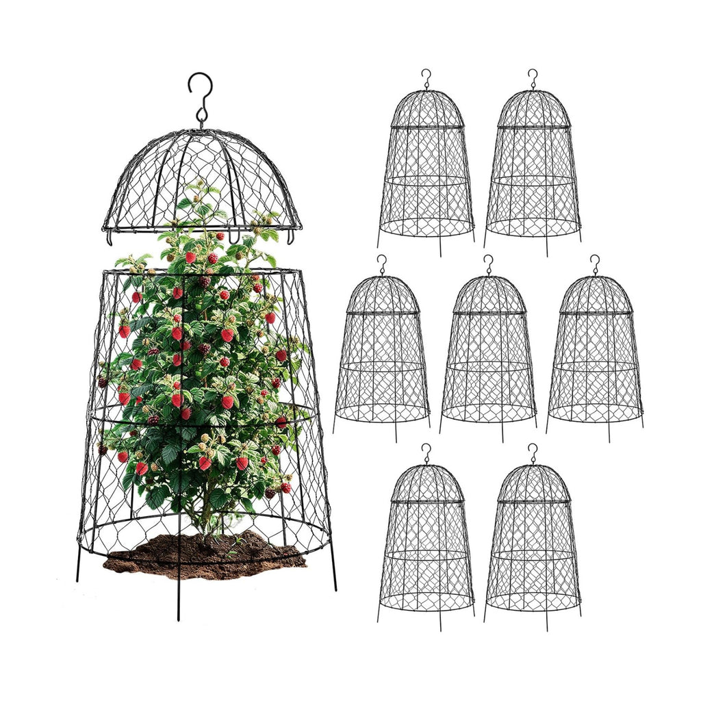 Plant Protector Chicken Wire Cloche 8 Psc, 20×12.6in Large Garden Plant Cage Protector, Split Design and Anti-Rust