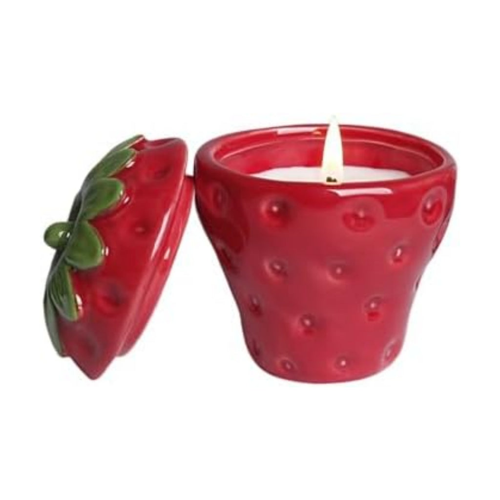 Strawberry Shaped Ceramic Candle Holders with Lid, Scented Candle Jar