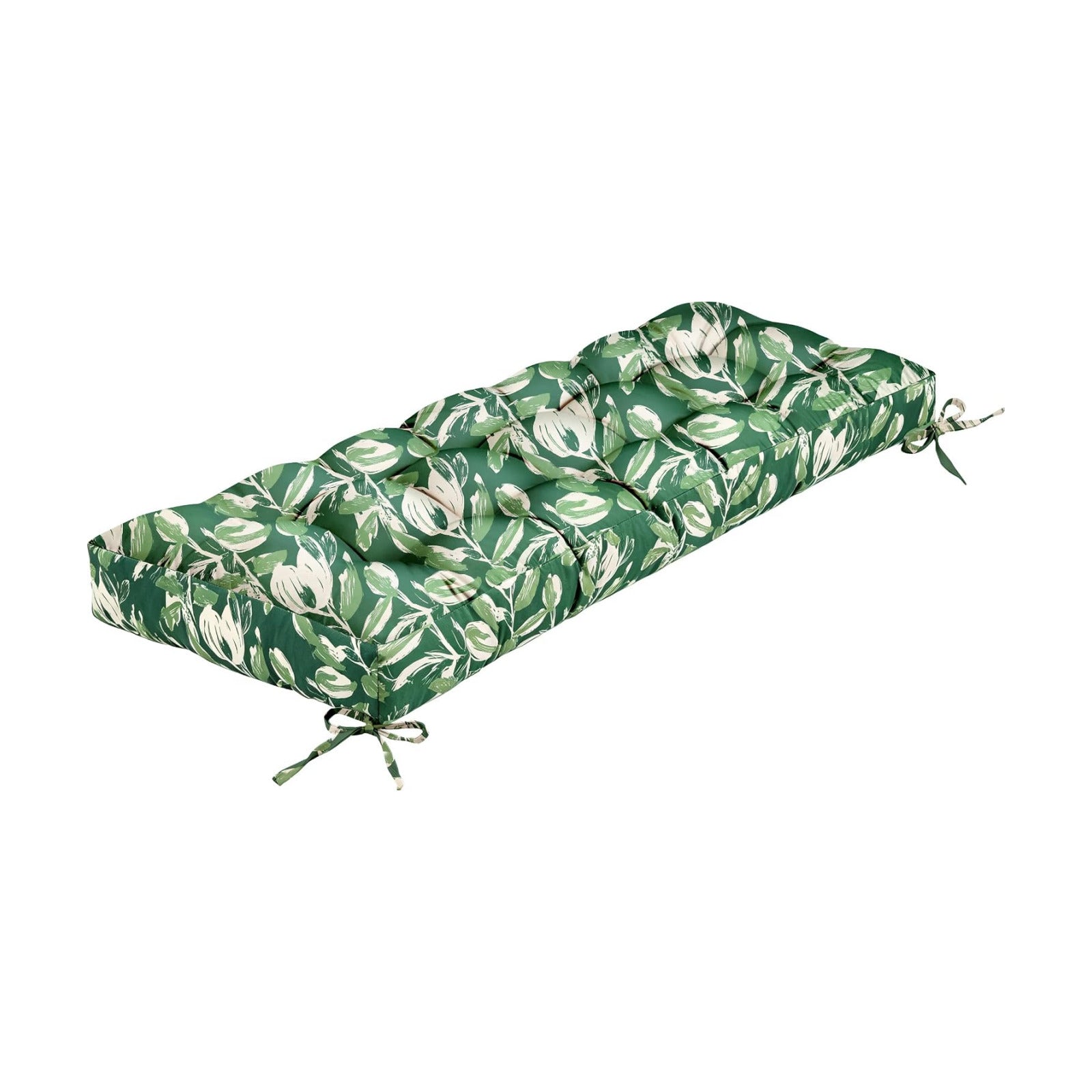Outdoor Bench Cushion, Tufted Patio Seat Pad for Garden Bench, Porch Swing, Indoor/Outoor Furniture (Green Tulip