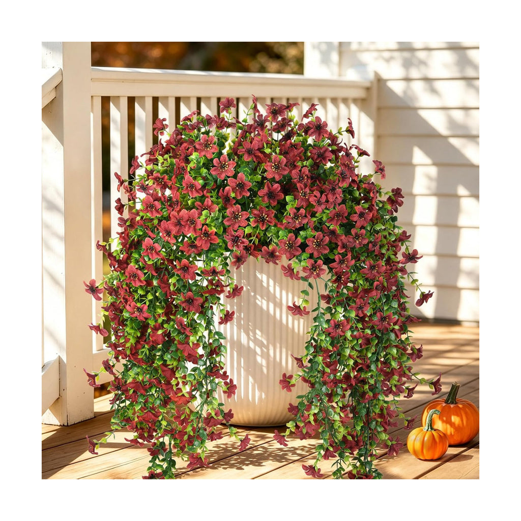 INQCMY Artificial Fake Hanging Flowers Plants for Outdoor Fall Decoration