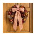 VitalCozy Wreath Sash for Front Door Fall Orange Stripe Satin Ribbon