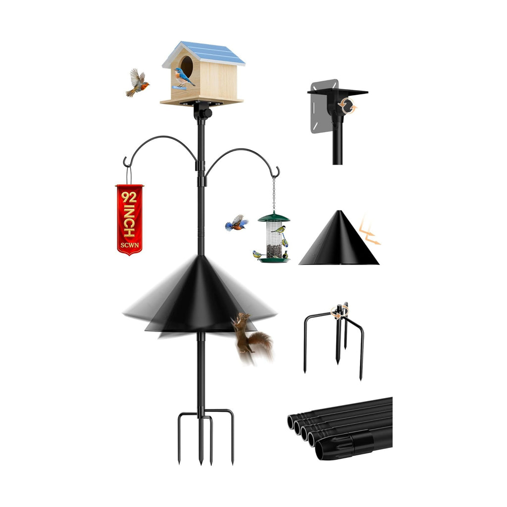 Squirrel Proof Bird Feeder Pole, 92" Heavy Duty Bird Feeding Station