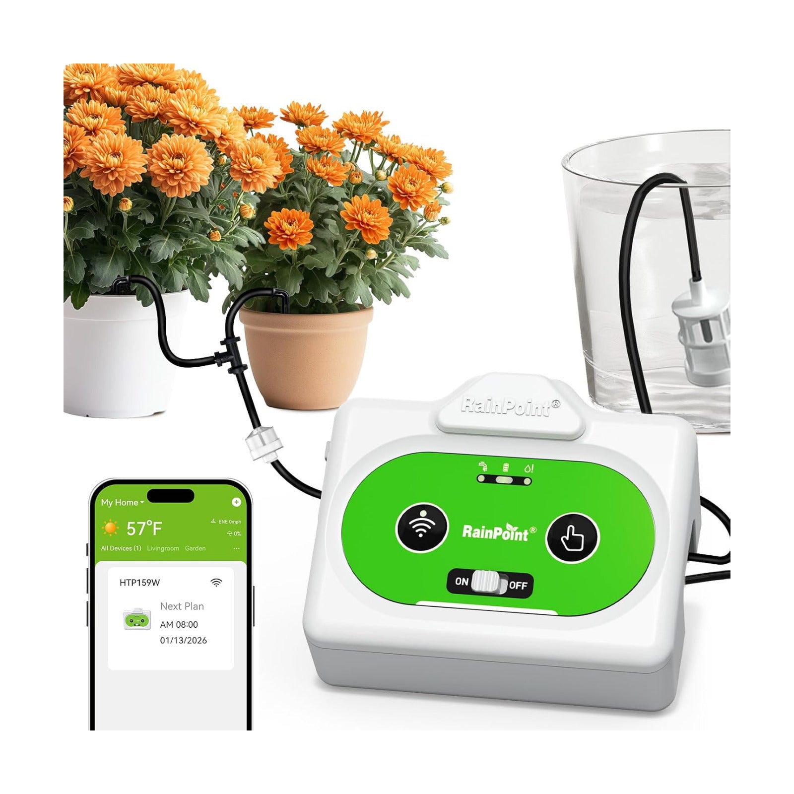 RAINPOINT WiFi Automatic Plant Waterer Indoor, Smart APP Control Drip Irrigation System for Houseplants, Anti-Siphon