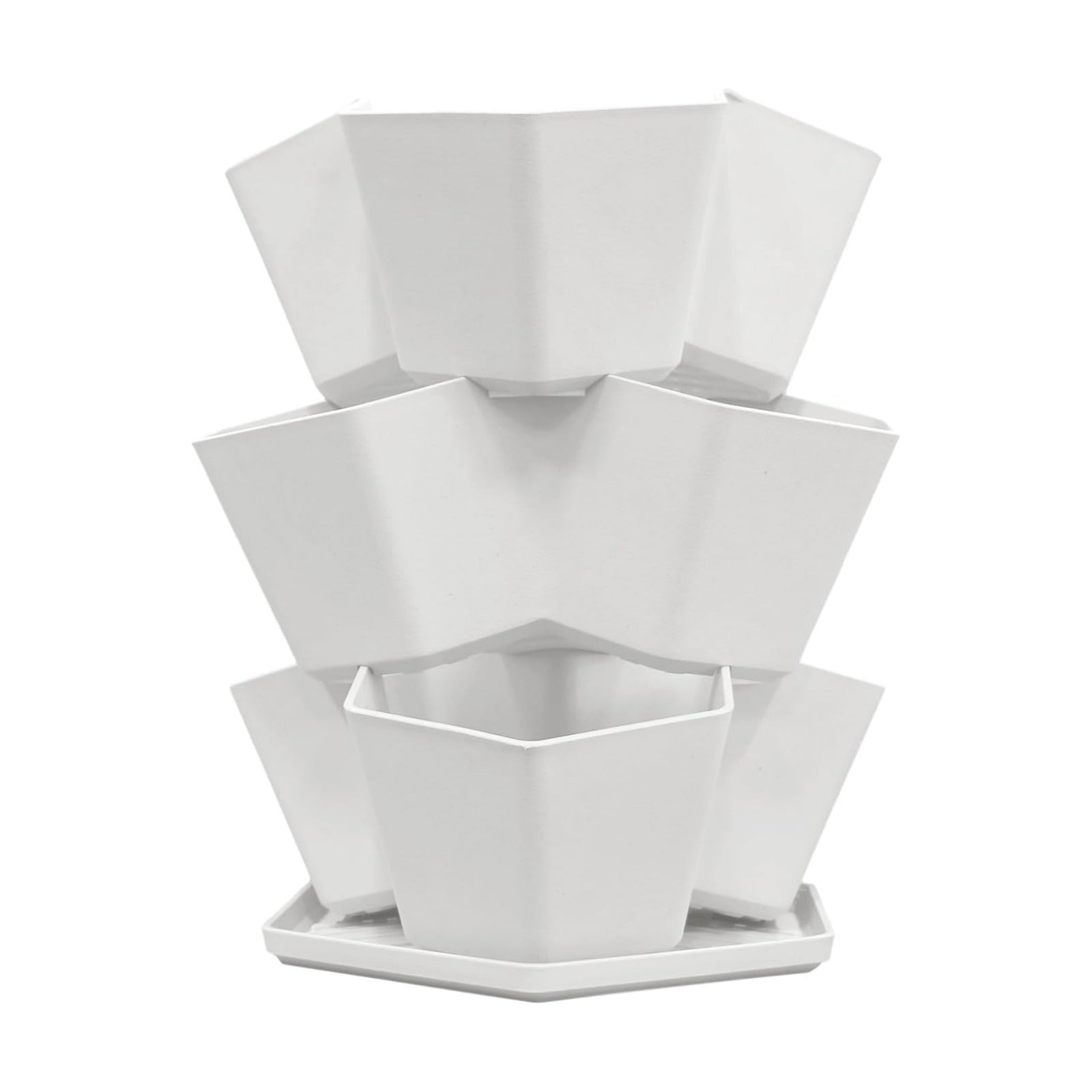 Tierra Verde 3-Tier Stackable Countertop Tabletop Modular Planter in Eggshell White
