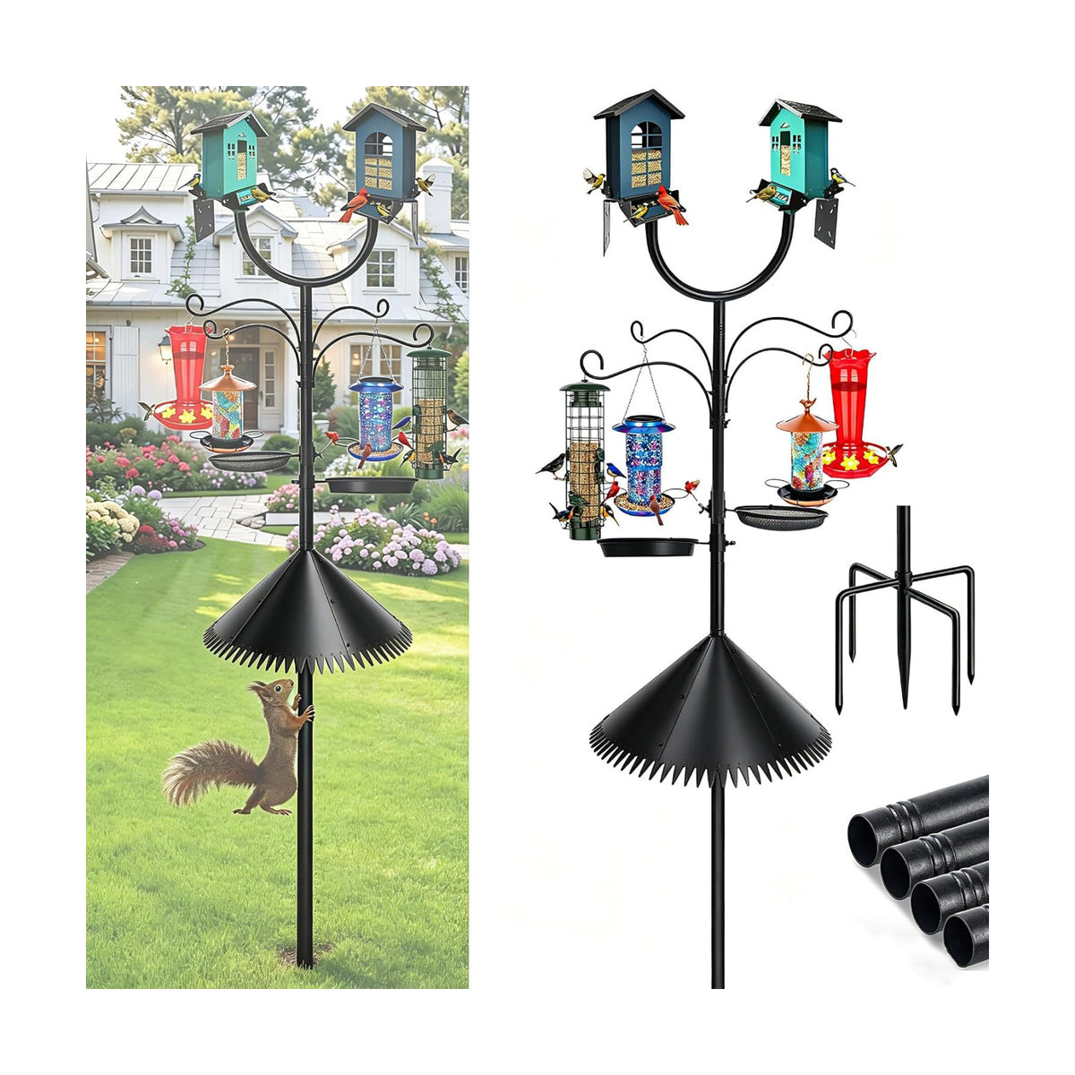 Squirrel Proof Bird Feeder Pole, 92" Adjustable Heavy‑Duty Stand