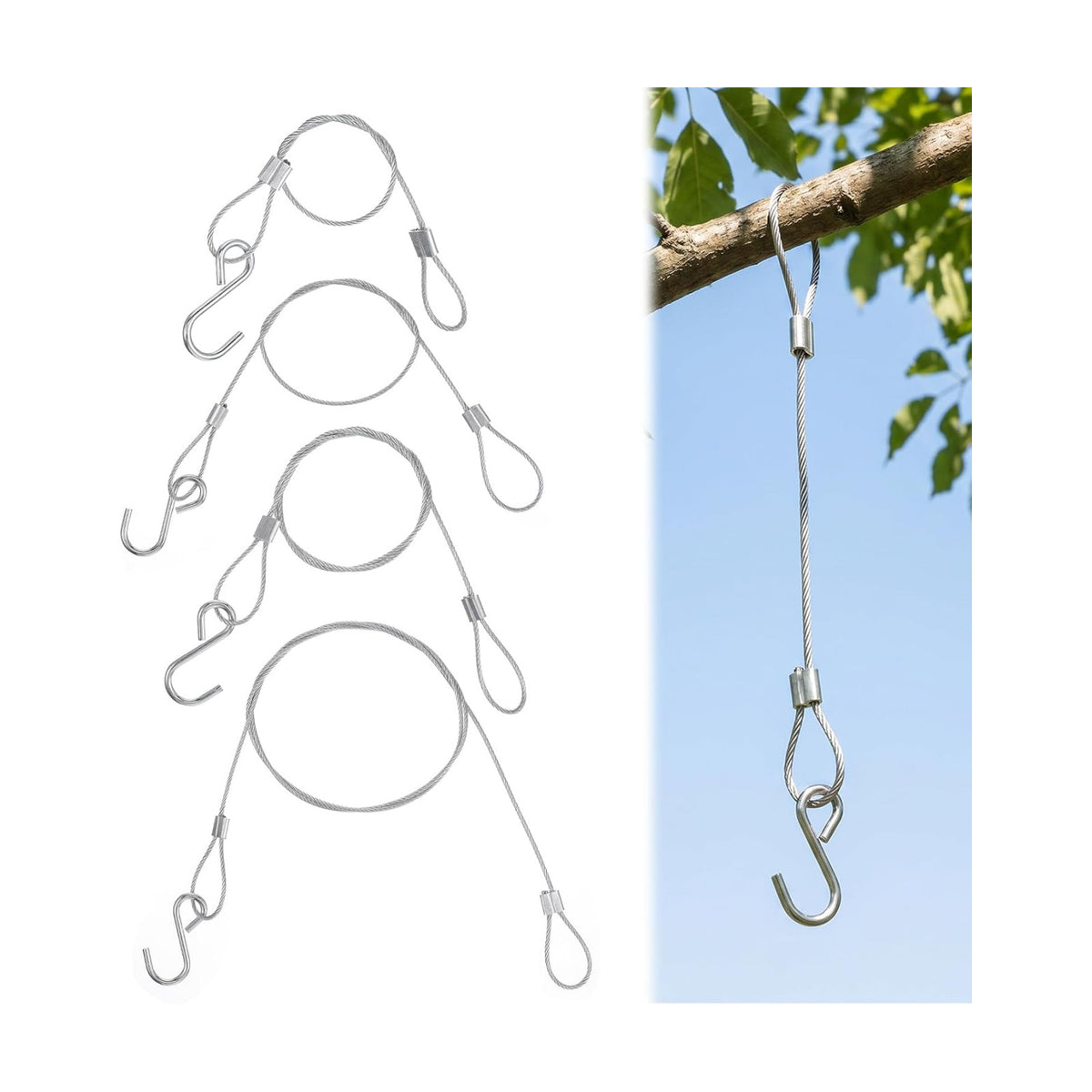 4 Pcs Bird Feeder Hanger Set, PVC Coated Bird Feeder Chain and Hook