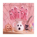 Suncalla 12 Pcs Halloween Pink Ghost Stems 12 Inch Cute Glitter Ghost Picks