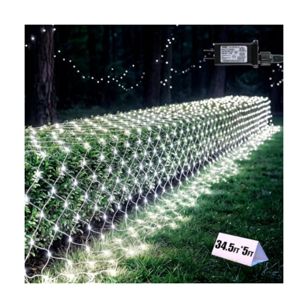 34.5x5FT Christmas Net Lights Outdoor Plug in with 8 Modes
