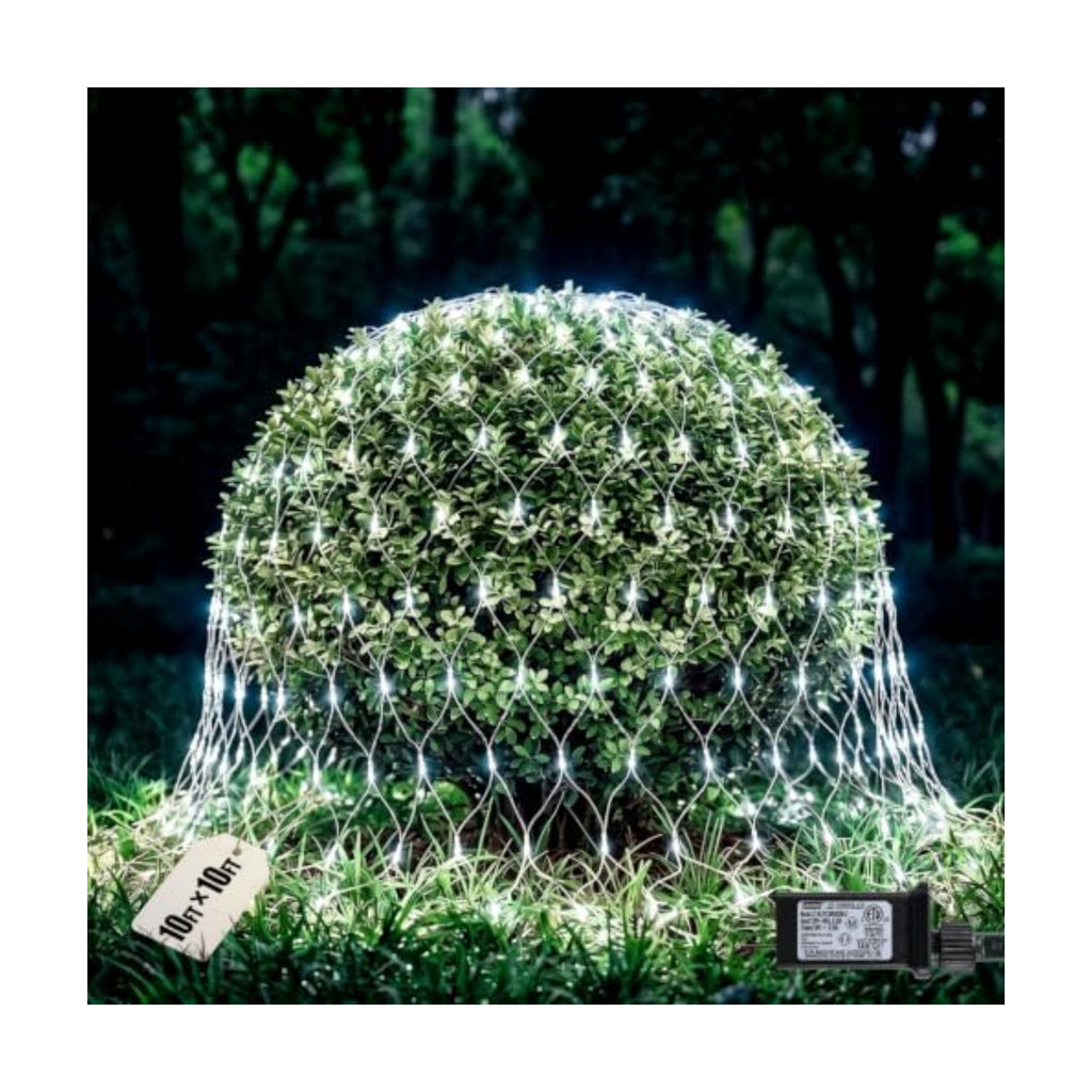 10x10FT Christmas Net Lights Outdoor Plug in with 8 Modes