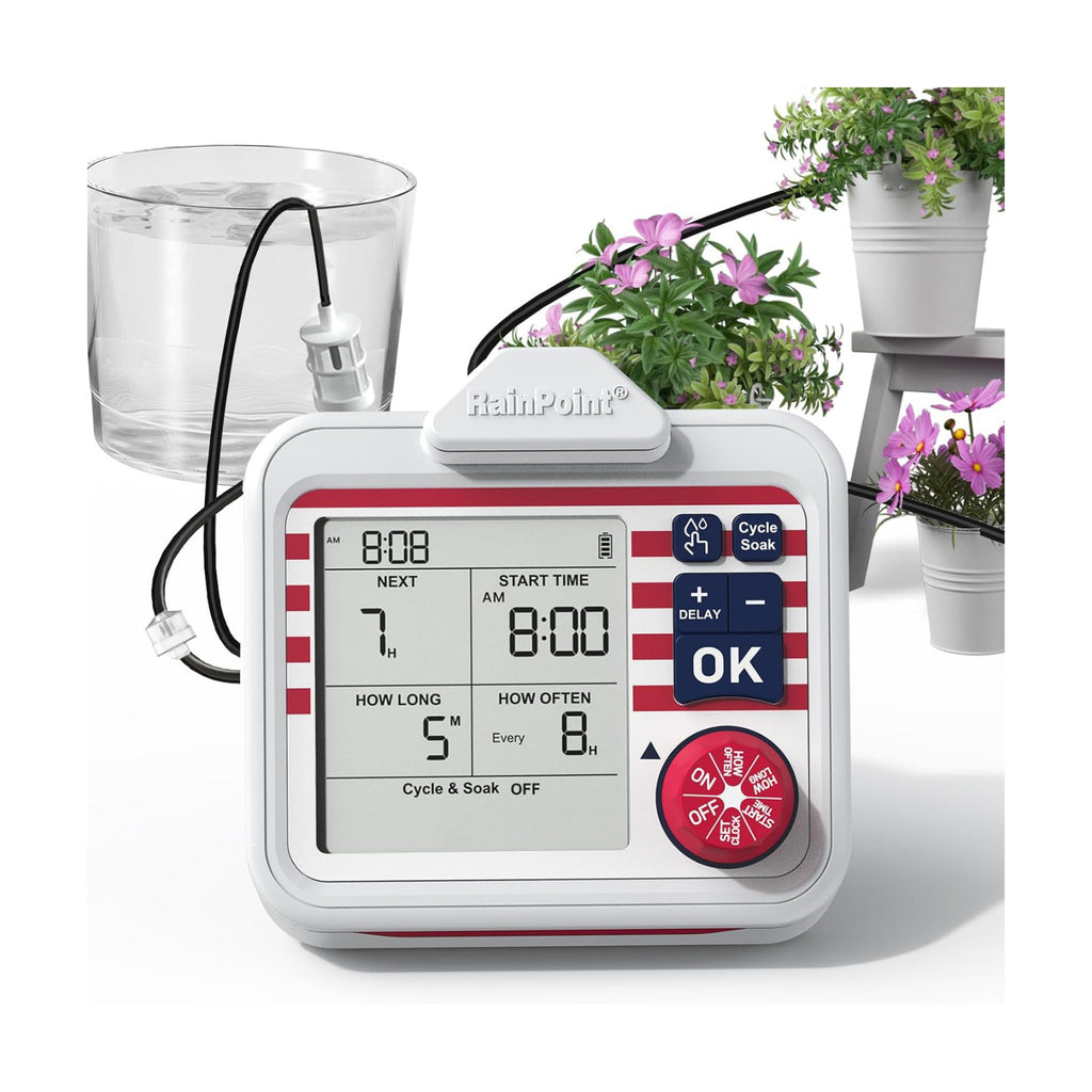 RAINPOINT Indoor Large Display Automatic Plant Waterer Kit | Drip Irrigation System with Next Watering Countdown