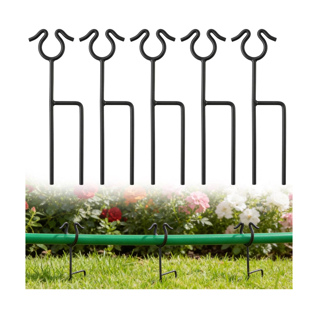 U0U 5 Pack Garden Hose Guide Spike,14Inch Metal Hose Guides for Garden,Heavy Duty Hose Guide Stakes for Keeps Garden