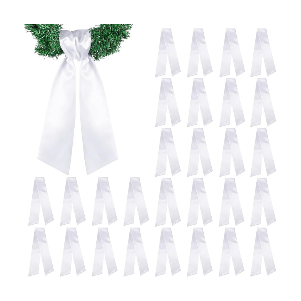 VitalCozy 28 Pcs White Wreath Sash Cotton Blank Ribbon