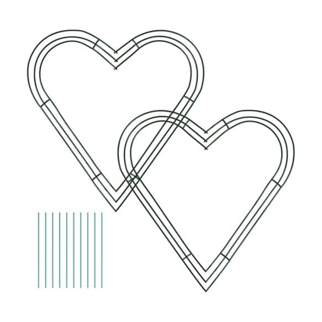 2-Pack 14 Inch Wire Wreath Frame, Heart Metal Wreath Form