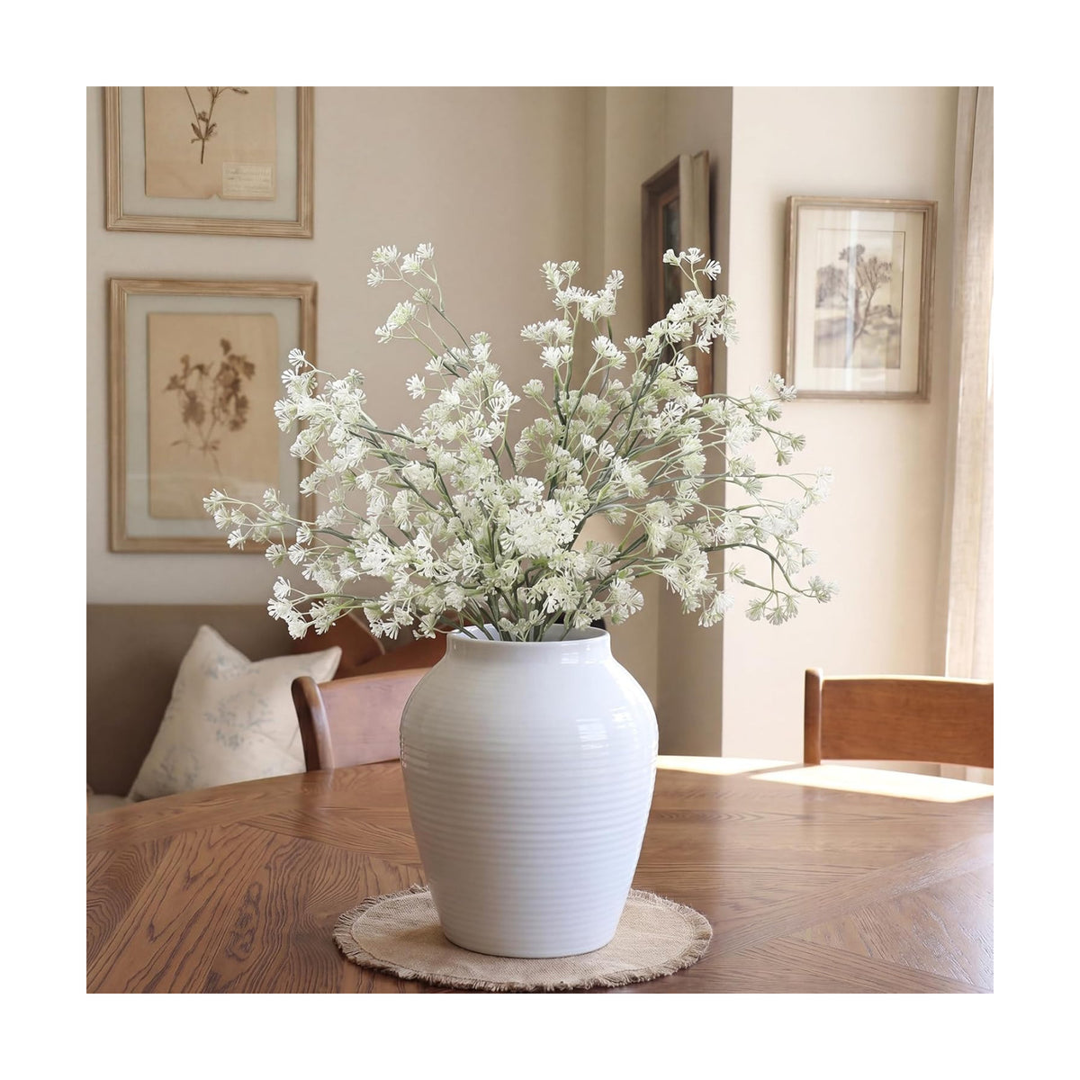 Suncalla 6 Pcs Faux Dusty Plum Berry Stem Fall Decor, White, 35 Inch