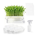 3 Pack Hard Acrylic Microgreens Growing Trays, Visual Soilless Sprouting Kit with Silicone Mats & Spray Bottle, Seed