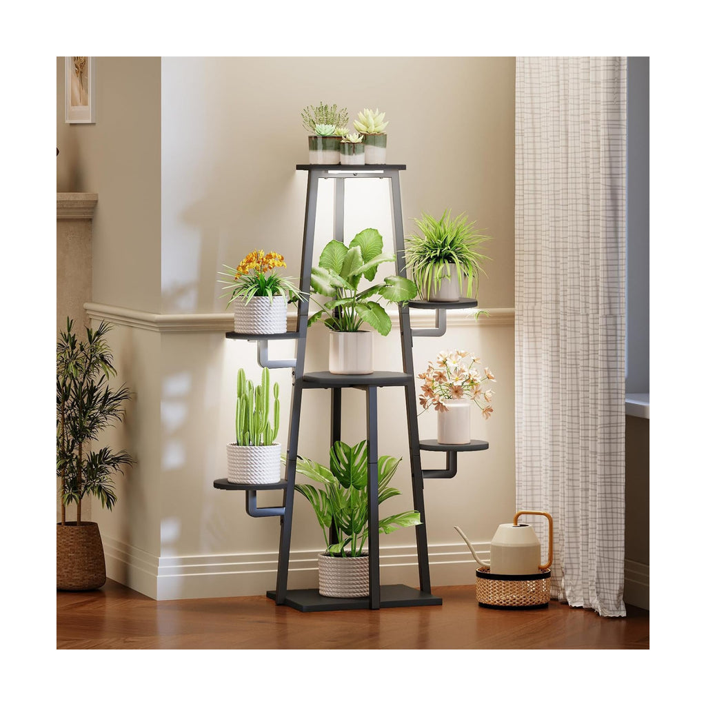 HOOBRO Plant Stand Indoor with Grow Lights, 7-Tier Plant Shelf | for Multiple Indoor Plants, 47.2"Corner Plant Stand