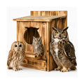Owl Nesting Box for Outside 14.2×12×7.5 Inch Screech Owl House Bird House | Owl-Shaped Entrance, Wooden Bird Box, Easy