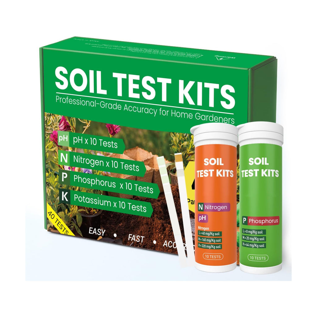 Soil Test Kit 4-in-1 for Lawns & Gardens – 40 Tests (pH, Nitrogen, Phosphorus, Potassium) – Easy Soil Testing Kit for