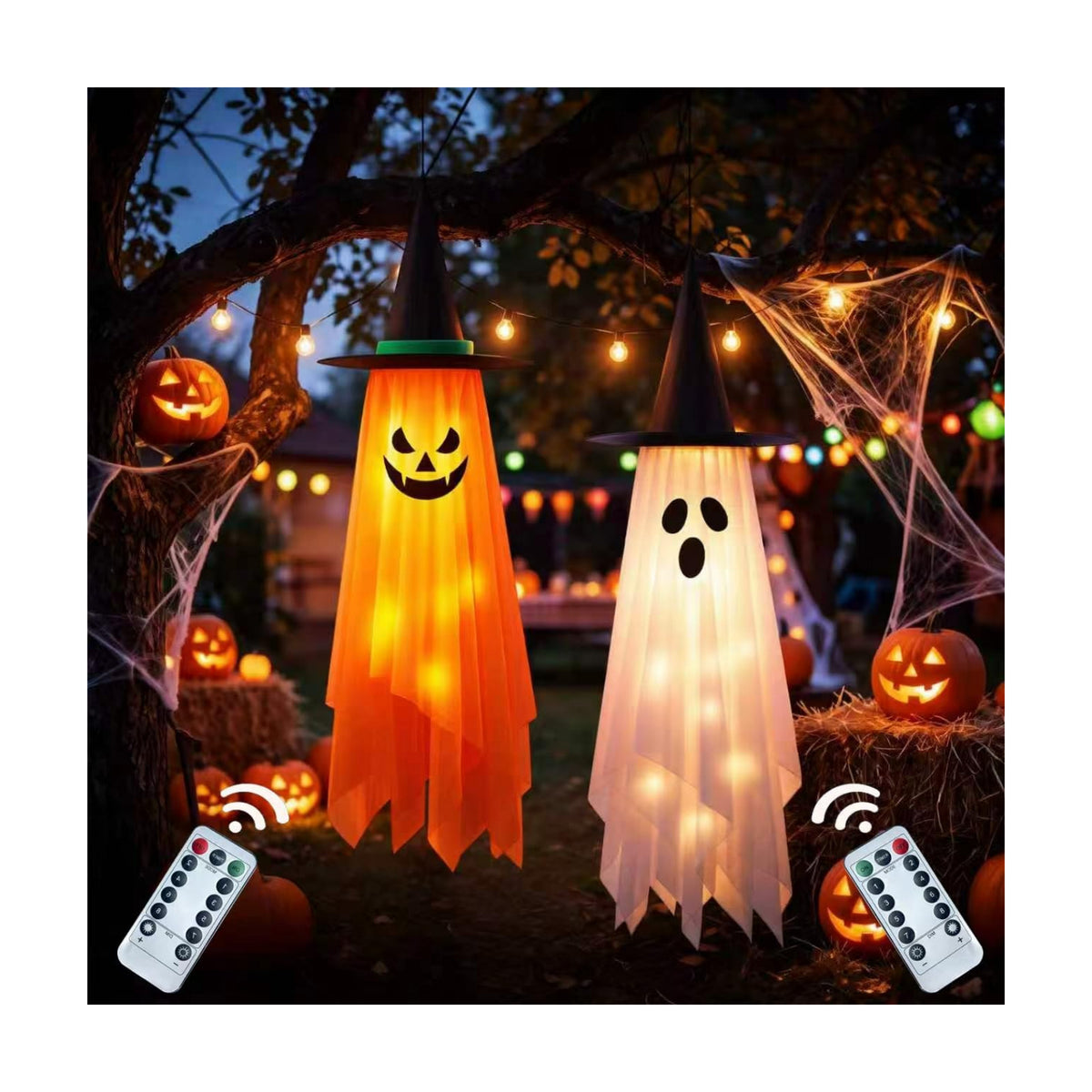 Halloween Decorations Outdoor - 4ft Pre-Installed Hanging Decor 2 Pack