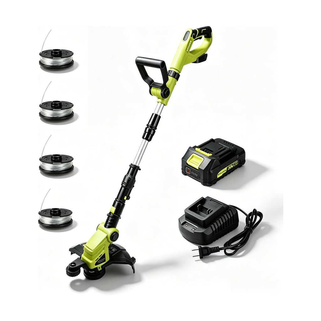 KITLUCK Cordless String Trimmer & Edger, 20V Electric Lawn Mower Weed Cutter with Auto Line Feed, 12″ Grass Trimmer