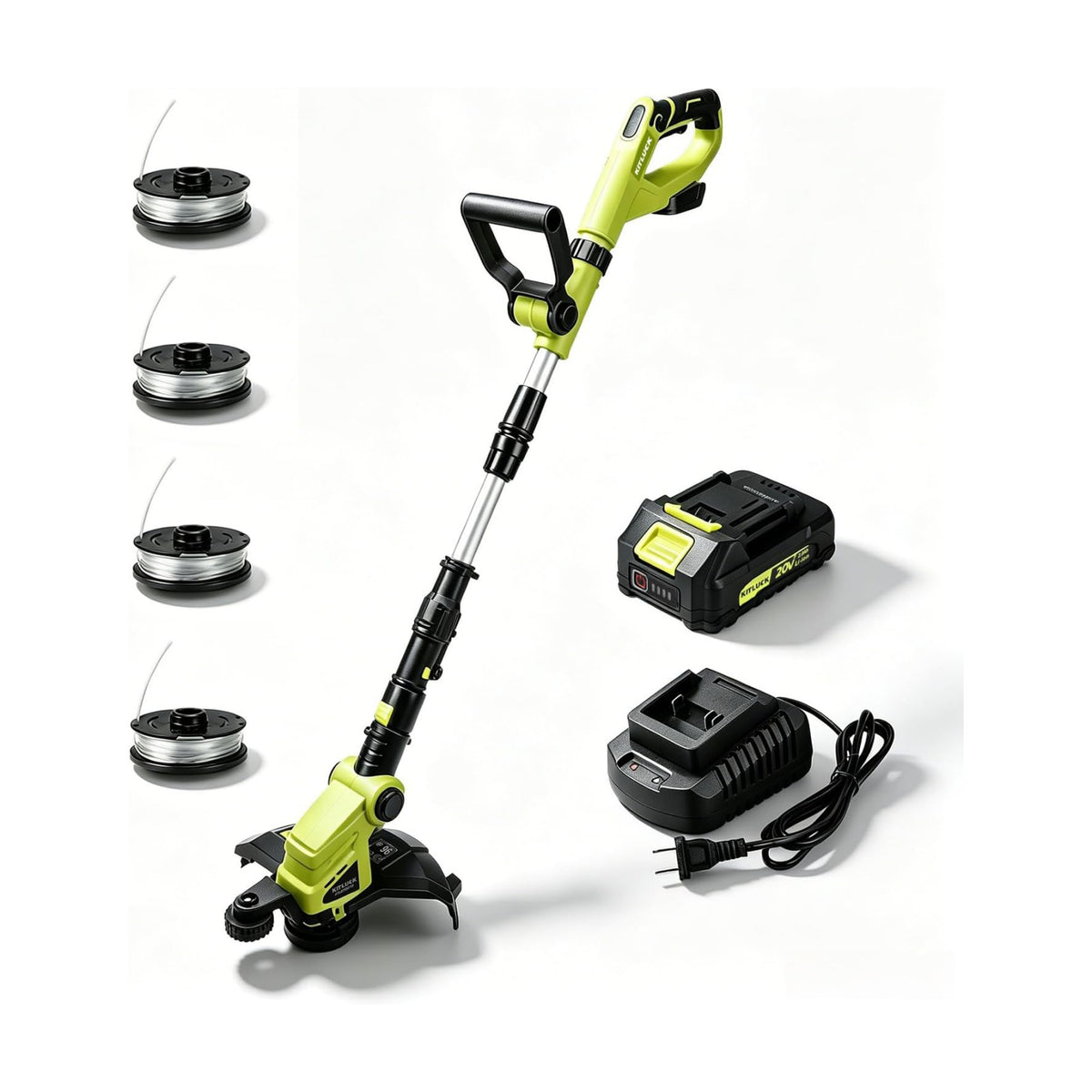 KITLUCK Cordless String Trimmer & Edger, 20V Electric Lawn Mower Weed Cutter with Auto Line Feed, 12″ Grass Trimmer