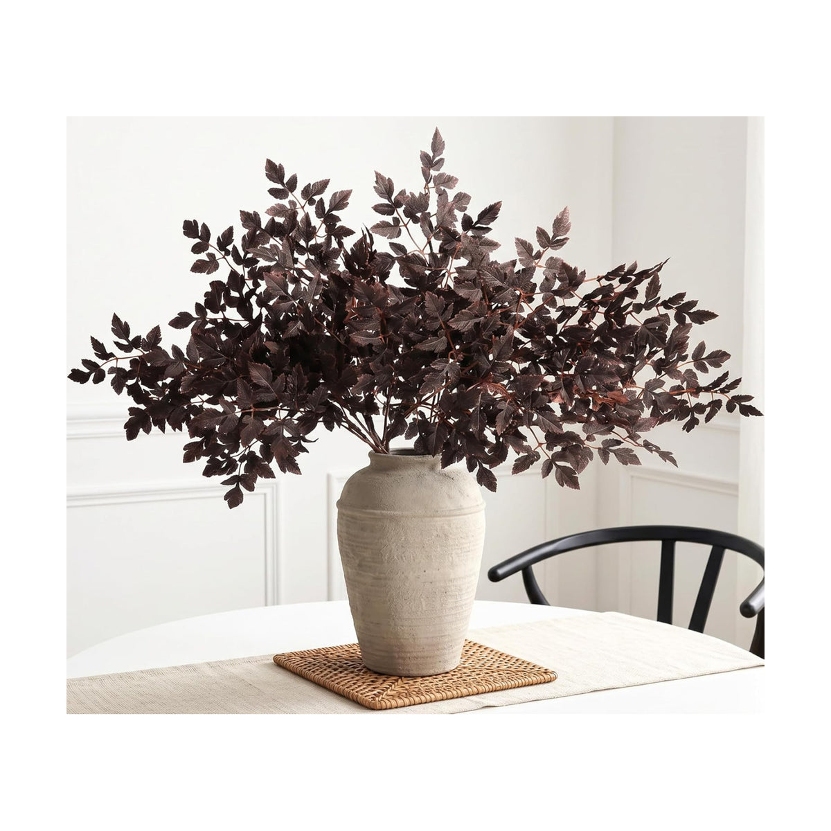 PERFNIQUE 3 Pack Artificial Plum Cimicifuga Leaf Sprays, 32" Faux Ramosa Branches for Vase, Fall Floral Stems for Table Centerpiece, Farmhouse, Wedding, Mantel, or Halloween Decor