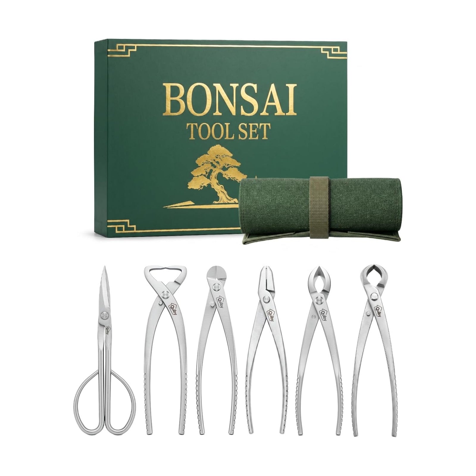 6-Piece Bonsai Tools Set with Tool Roll Bag and Luxury Gift Box | Heavy Duty Bonsai Tree Kit, Include Concave Cutter