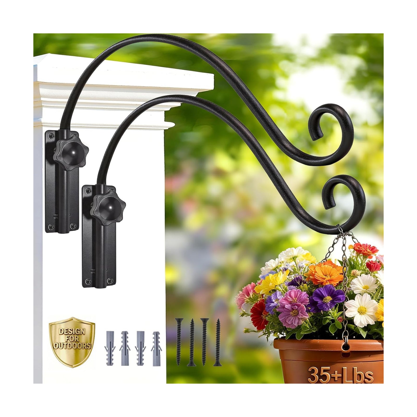 16 Inch Swivel Plant Hangers Bracket, 2 Pack Bird Feeder Hangers | Heavy Duty Swinging Plant Hanger, Solid Iron Wall