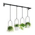 Window Plant Hanger with 4 Pots, 40 Inch Adjustable Hanging Planters for Indoor Plants, Metal Wall/Ceiling Plant Rod