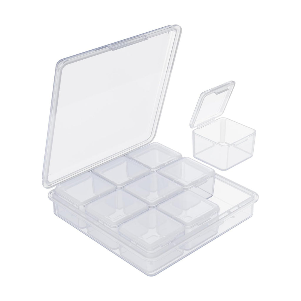 Plant Seed Organizer Box Garden Seed Storage Container Cases Transparent Plastic Collection Box Dustproof Craft Organizer Case with 9 Pcs Mini Storage Cases for Garden Home Office
