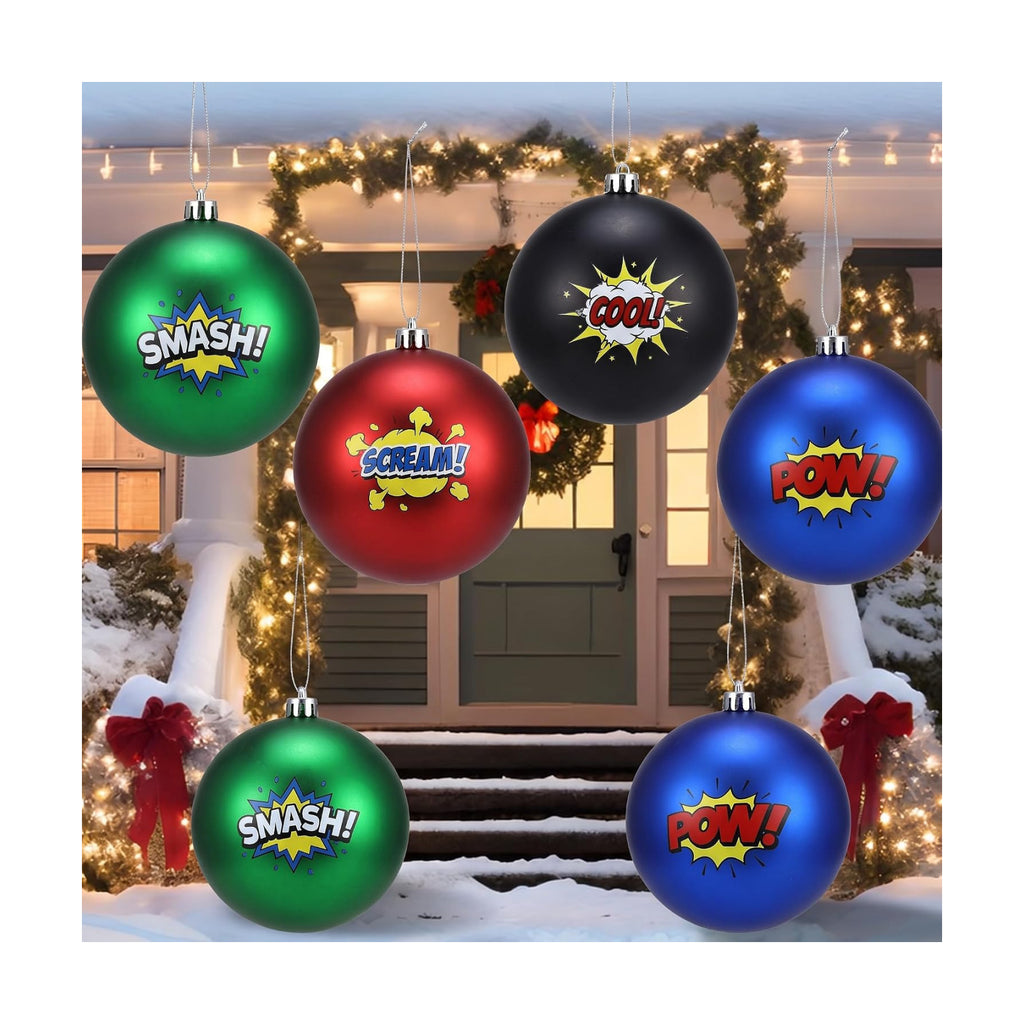 Tigeen 4 Pcs 6'' Large Hero Themed Christmas Ball Ornaments Decoration